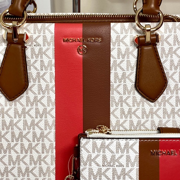 NWT Michael Kors Marilyn satchel and nwt wallet set. Dahlia and luggage - Picture 2 of 15